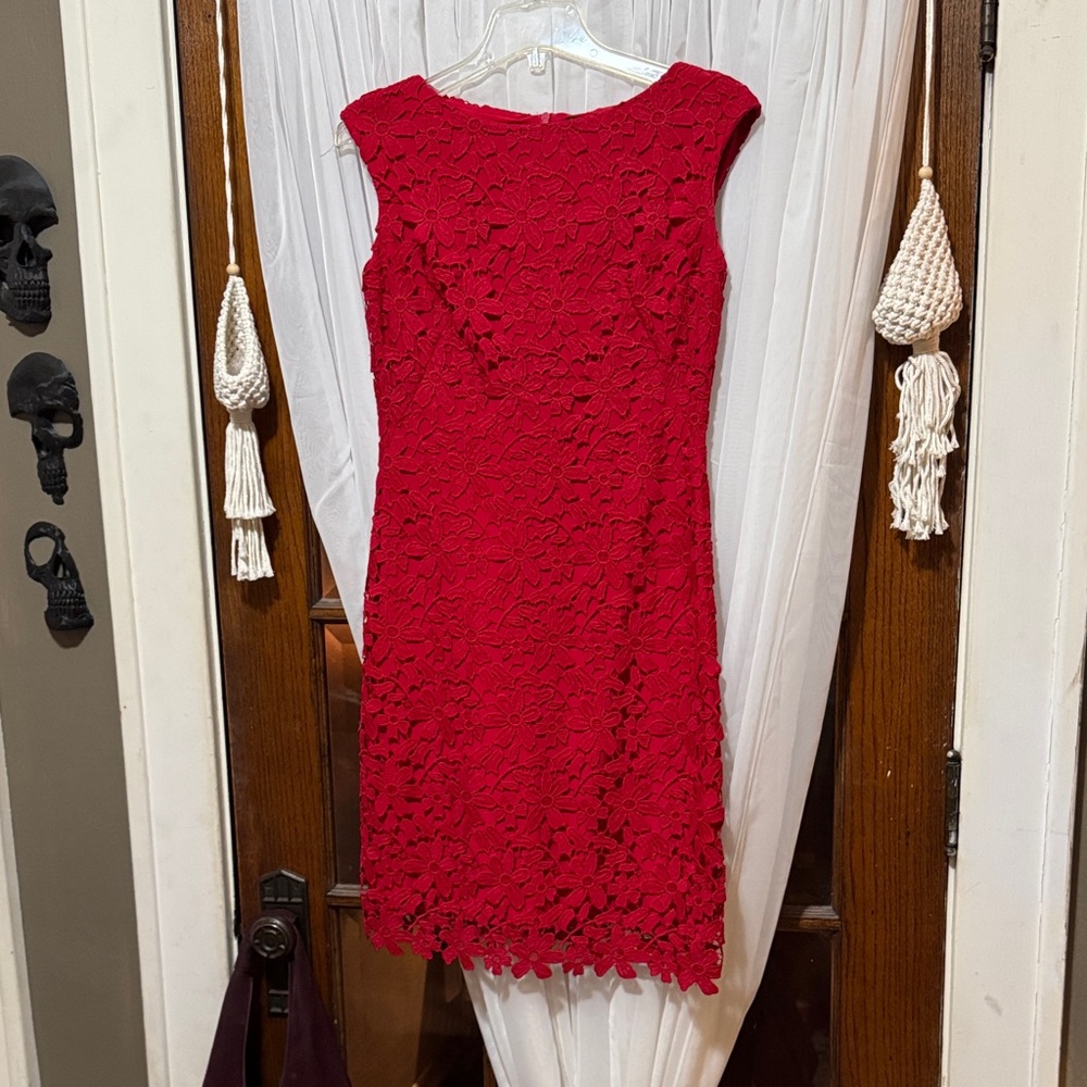 Ralph Lauren, Elegant Red Lace Dress, size 4